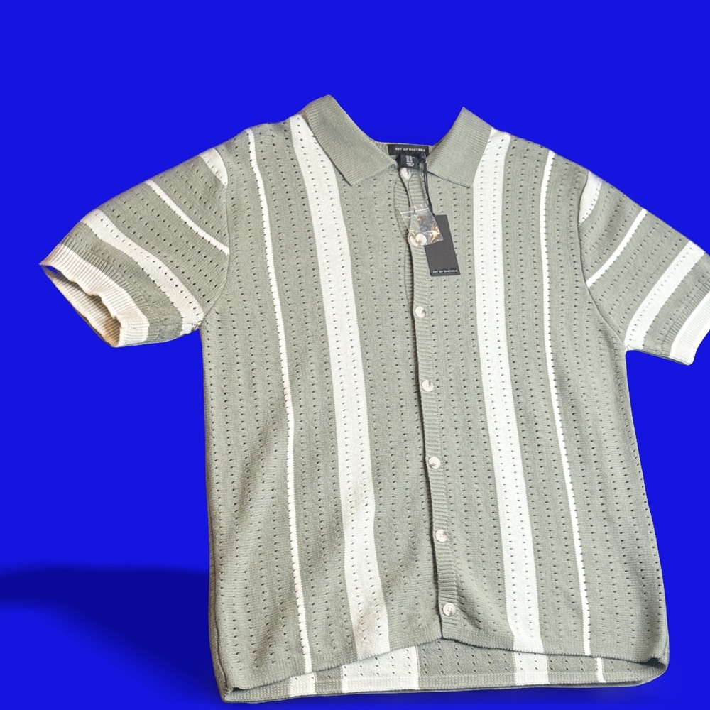 Art of Rhetoric Knit Button Up Shirt Mens AOR‎ Collared Short Sleeved Academia
